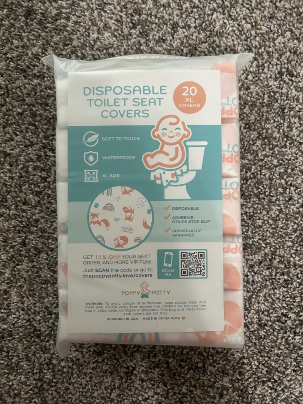 Disposable Toilet Seat Covers - Peach & Teal (20 Pack)